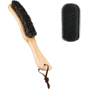 2PCS Felt Hat Brush, Felt Hat Cleaner with Horsehair Brush and Sponge Brush, Cowboy Hat Cleaner Easily Removes Dust Fuzz and Lint for Shoes Hats and Clothes
