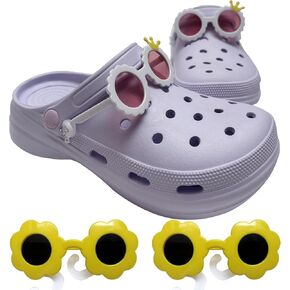 Fun Glasses Shoes Charms, Cute Glasses Shoes Charms, Heart Shaped Flower Shoe Decorative Accessories, Suitability Clog Shoes for Girls, It's a Fun and Enjoyable Product.