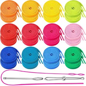 Sweatshirt Drawstring Replacement - 24Pcs Premium Hoodies Drawstring in 12 Colors, Hoodie Strings with 3Pcs Drawstring Threader for Pants Shorts (48IN Long)