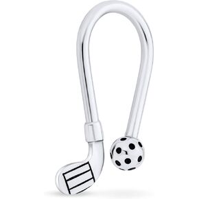 Mens Women Golfer Sports Golf Ball Club U Key Ring Golf Keychain Ball-Screw Tip Oxidized Sterling Silver