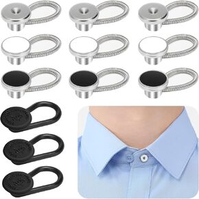 12 PCS Shirt Collar Button Extenders, Comfortable Neck Button Extender for Mens Dress Shirts, Instant Tie Collar Expansion