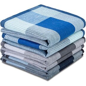Men's Soft Cotton Handkerchiefs with Elegant Pattern in Assorted Color, Fine 17 inches Large Hankies Pocket Square