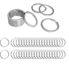Flat Key Rings 1 inches Flat Key Rings Metal Keychain Rings Split Keyrings Flat O Ring for Home Car Office Keys Attachment(Silver)