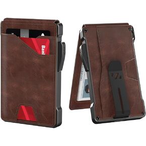 typecase Tactical Wallet for Men Card Holder: Pop Up Card Case, Genuine Leather, Smart, RFID Blocking, Slim, Minimalist, Thin, Front Pocket - 9-13 Card Capacitiy, ID Window, Money Clip (Brown)