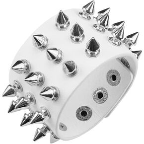 TURTLEDOVE Punk Wide Leather Bracelet - Goth Rock Leather Wristband with Metal Studded