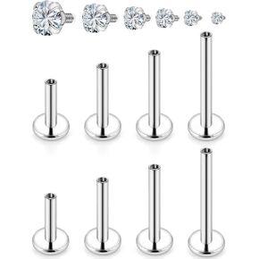 Lcolyoli Medusa Piercing Jewelry Stainless Steel Labret Jewelry Monroe Lip Rings Different Size Tragus Nail Conch Cartilage Helix Earring Stud Bar Length 6mm 8mm 10mm 12mm