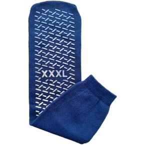 3XL Slip Stop Single Tread Slipper Socks | Triple Extra Large Blue Extra Wide Bariatric Socks (3 Pairs), MAAS-SOC-001