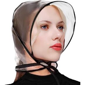 2 Pcs Women's Rain Bonnet with Visor Clear Waterproof Rain Bonnet Plastic Rain Hat for Women (Extra Thick)
