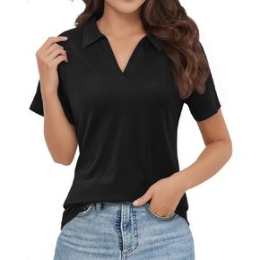 Polo Shirts for Women, V-Neck Business Casual Tops for Women, Summer Lapel Collar Tunic Tops Short Sleeve Work Blouses