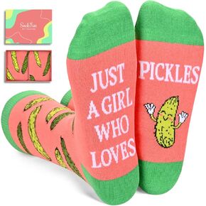 sockfun Funny Pickle Socks Women, Novelty Pickle Gifts For Pickle Lovers, Just A Girl Who Loves Pickles