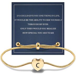 18K Gold/Silver Charm Bracelets for womens Snake Chain Bracelet Heart Initial Bracelets for Women womens Gift for Her/Him