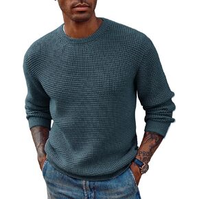 PJ PAUL JONES Mens Crewneck Pullover Sweater Waffle Textured Long Sleeve Knitted Sweaters