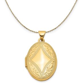 The Black Bow 14k Yellow Gold 21mm Textured Oval Locket Necklace