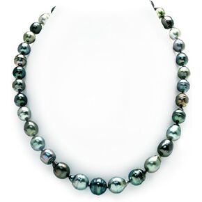 The Pearl Source 14K Gold 9-11mm Baroque Genuine Multicolor Tahitian South Sea Cultured Pearl Necklace in 24" Length for Women