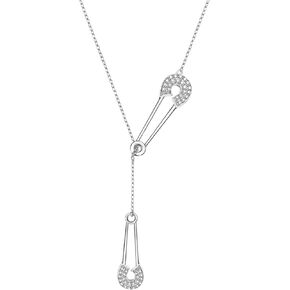Eseres Safety Pin Necklace Unique Punk Pendant Cubic Zircon Necklace for Women Fashion Jewelry Unique Gift
