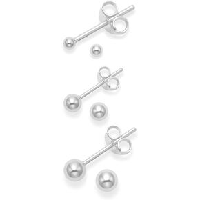 Heather Needham Sterling Silver Set of 3 Pairs Ball Stud Earrings Sizes 2,3 and 4mm Gift boxed 5180SET