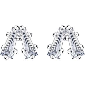 Stud Earrings for Women, DF Color VVS Clarity Moissanite Earrings, Flat Back Sterling Silver Stud Earrings with 18K White Gold