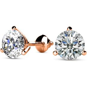 3/4-5 IGI Certified LAB-GROWN Round Cut Diamond Earrings 3 Prong Screw Back Luxury Collection (D-E COLOR, VS1-VS2 CLARITY)
