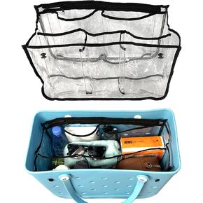 Clear Bogg Bag Organizer - X Large Bench Bag Insert Accessories Compatible with Bogg Bag - Waterproof Organizer Divider Pouch Zipper 5 Pockets Must Have Accessory -Transparent