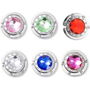 6 PCS Handbag Hooks for Tables,Portable Hook,for Purse Bag Hanger Portable Handbag Folding Hanger Holder Hook for Hanging Crystal Alloy Magic Hooks(6 Colors)