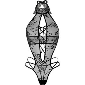 Valentines Lingerie for Women Lace Teddy Lingerie for Women Black Bodysuit Strappy