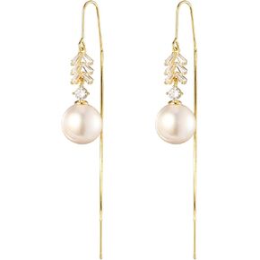 Emibele 14K Gold Plated Earrings for Women Girls, Clover Dangle Earrings Bee Drop Earring with 925 Sterling Silver Needle Dainty Chirstmas Jewelry Gifts