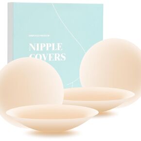 Cakes Body Nipple Covers No Show Sticky Adhesive Silicone Nipple Pasties for Women Reusable Pasty Strapless Bra 2 Pairs Beige