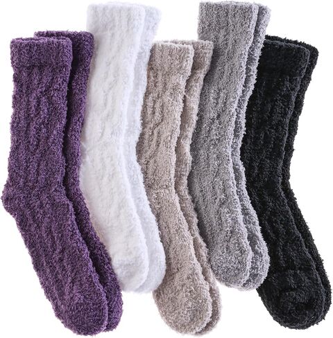 Fuzzy Socks for Women Fluffy Slipper Socks Cozy Winter Warm Soft Microfiber Plush Home Sleeping Gift Socks in Saudi Arabia