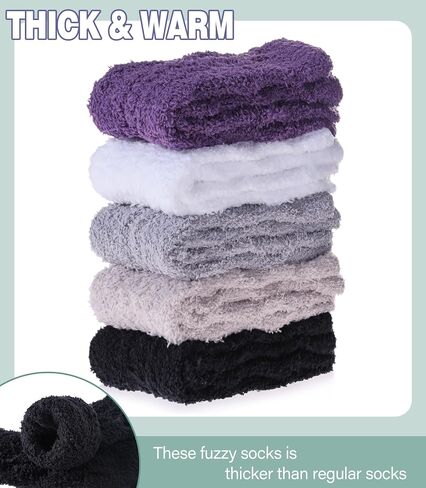Fuzzy Socks for Women Fluffy Slipper Socks Cozy Winter Warm Soft Microfiber Plush Home Sleeping Gift Socks in Saudi Arabia