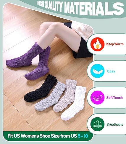 Fuzzy Socks for Women Fluffy Slipper Socks Cozy Winter Warm Soft Microfiber Plush Home Sleeping Gift Socks in Saudi Arabia