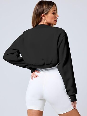 ANRABESS Womens Cropped Sweatshirt Long Sleeve Bolero Cardigan Open Front Shrug Workout Thumb Hole Y2K Tops Preppy Clothes in Kuwait