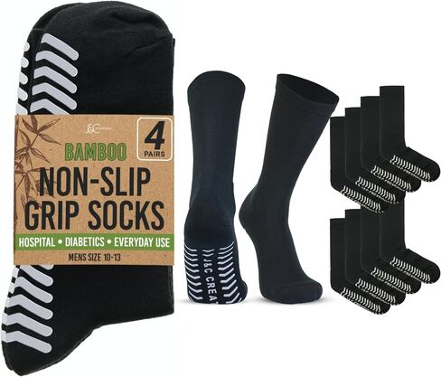 J&C Creations Non Slip Socks Mens - Hospital Socks For Men With Grips - Gripper Socks For Men - 80% Viscose Bamboo in Saudi Arabia