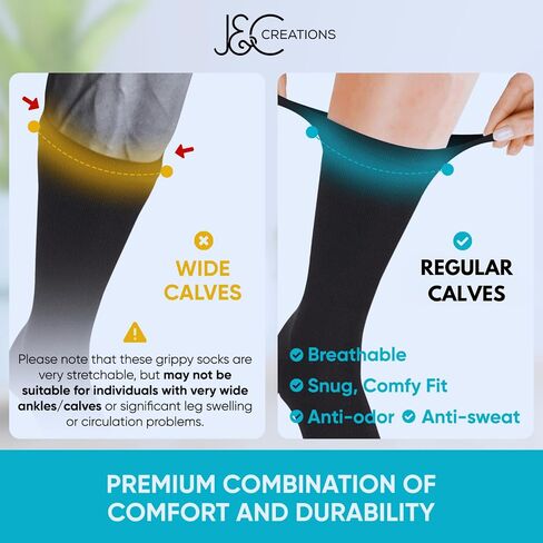 J&C Creations Non Slip Socks Mens - Hospital Socks For Men With Grips - Gripper Socks For Men - 80% Viscose Bamboo in Saudi Arabia