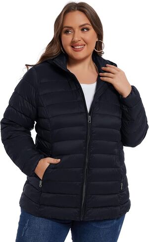 ANOTHER CHOICE Plus Size Packable Puffer Coat for Women, Light Weight Winter Jacket with Hood in Kuwait