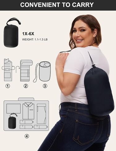 ANOTHER CHOICE Plus Size Packable Puffer Coat for Women, Light Weight Winter Jacket with Hood in Kuwait