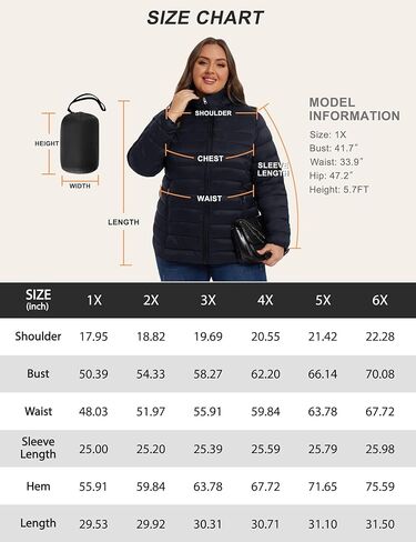 ANOTHER CHOICE Plus Size Packable Puffer Coat for Women, Light Weight Winter Jacket with Hood in Kuwait