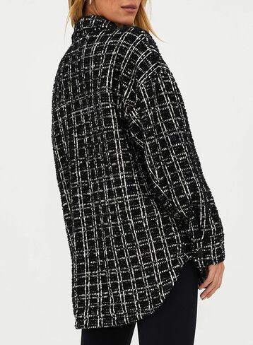 SHEWIN Women 2024 Long Sleeve Button Down Shackets Fashion Plaid Pocket Shirts Jacket in Saudi Arabia