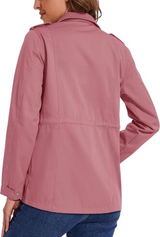 MAGCOMSEN Women's Utility Jackets Lightweight Anorak Drawstring Waist Zip Up Field Military Casual Coat with 4 Pockets in Saudi Arabia