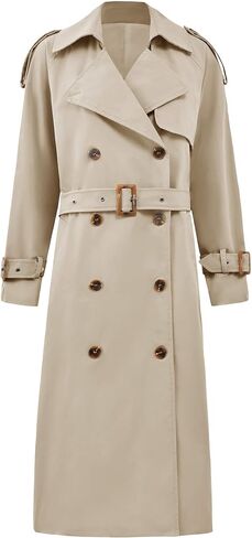Cicy Bell Womens Long Trench Coat Double Breasted Classic Lapel Fall Overcoat with Belt in Saudi Arabia