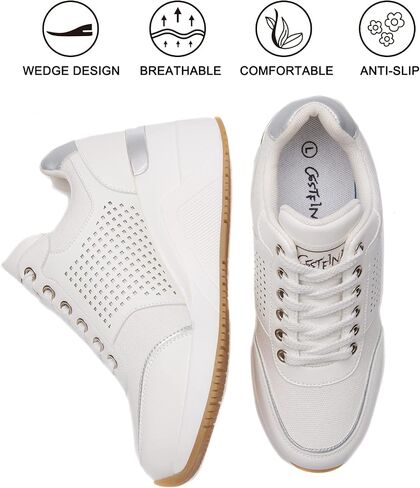 Cestfini Wedge Sneakers for Women - Wedge Tennis Shoes Non-Slip Women Fashion Sneakers in Saudi Arabia