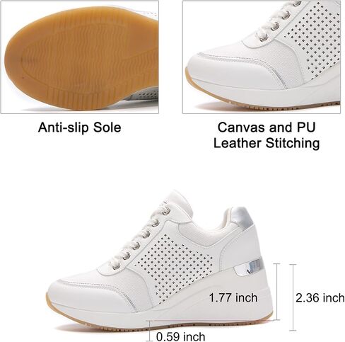 Cestfini Wedge Sneakers for Women - Wedge Tennis Shoes Non-Slip Women Fashion Sneakers in Saudi Arabia