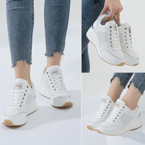 Cestfini Wedge Sneakers for Women - Wedge Tennis Shoes Non-Slip Women Fashion Sneakers in Saudi Arabia