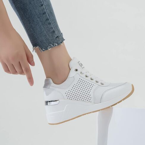 Cestfini Wedge Sneakers for Women - Wedge Tennis Shoes Non-Slip Women Fashion Sneakers in Saudi Arabia
