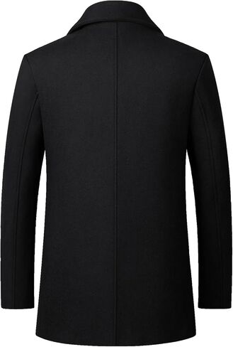 معطف شتوي رجالي من Litteking مصنوع من الصوف معطف واق من المطر كلاسيكي بياقة مدببة ومعطف مزدوج الصدر in Kuwait