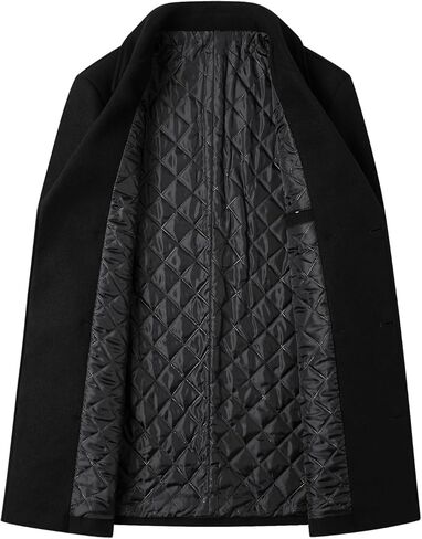 معطف شتوي رجالي من Litteking مصنوع من الصوف معطف واق من المطر كلاسيكي بياقة مدببة ومعطف مزدوج الصدر in Kuwait