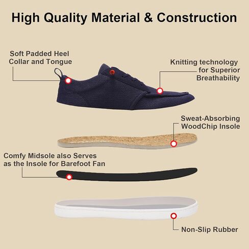 Men's Barefoot Wide Toe Box Shoes - Minimalist Barefoot Shoes with Zero Drop Sole Extra Wide Slip on Walking Shoes for Men in Saudi Arabia