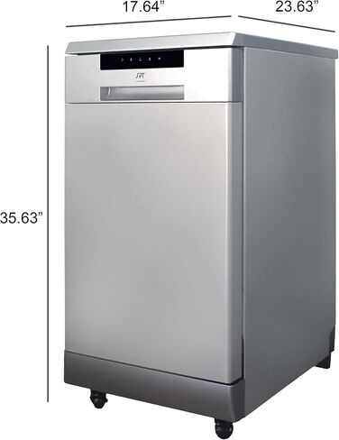 SPT SD-9263SSB 18″ Wide Portable Stainless Steel Dishwasher with ENERGY STAR, 6 Wash Programs, 8 Place Settings and Stainless Steel Tub in Saudi Arabia