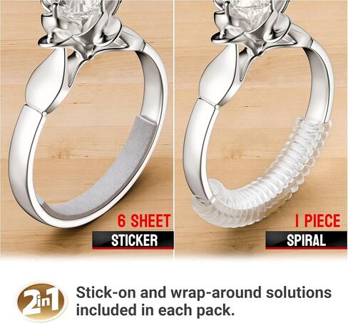 Omilly Ring Size Adjuster for Loose Rings, 144 Pack 16 Sizes 6 Sheets Ring Guards, Invisible Ring Fitter, EVA Ring Tightener Set for Different Band Widths for Women and Men in Kuwait