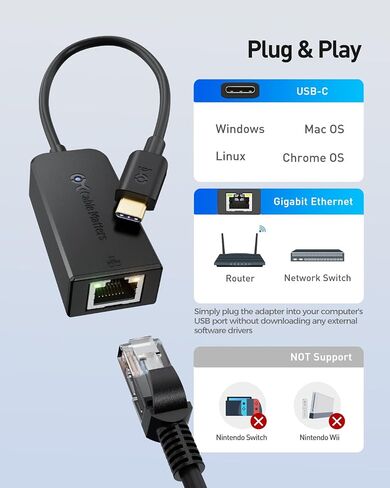 [Works with Chromebook Certified] Cable Matters USB C to Gigabit Ethernet Adapter in Saudi Arabia