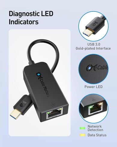 [Works with Chromebook Certified] Cable Matters USB C to Gigabit Ethernet Adapter in Saudi Arabia